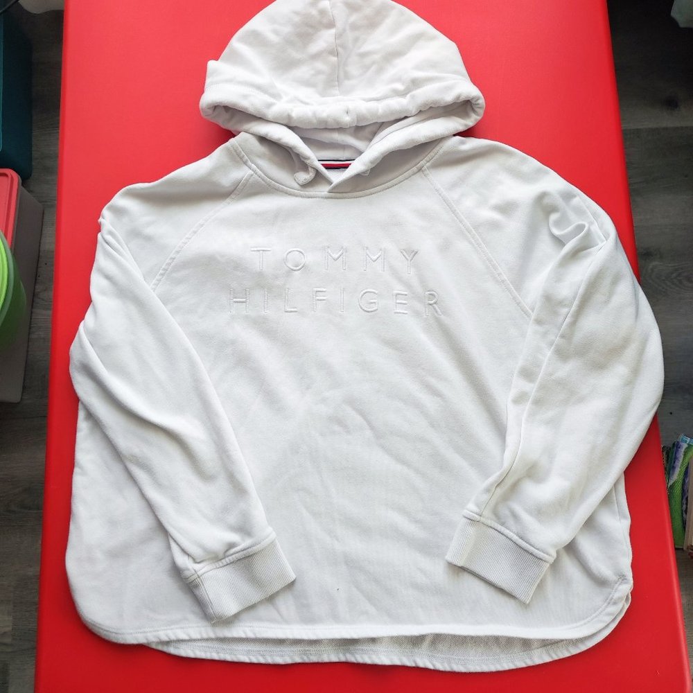 Tommy Hilfiger hoodie white embroidered women's size L